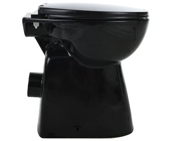 Vas wc fără ramă închidere silențioasă, + 7 cm, negru, ceramică, 5 image