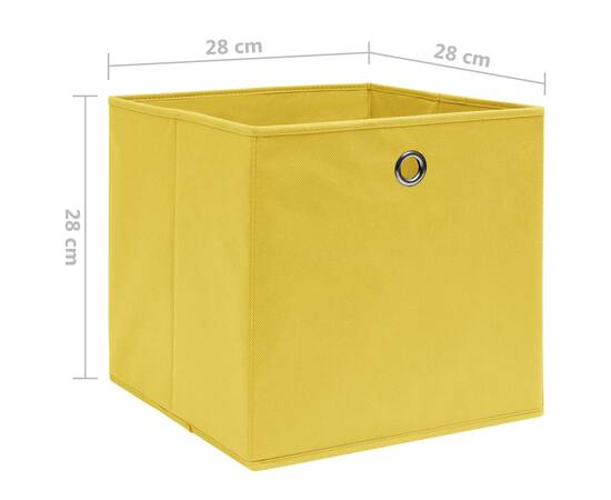Cutii depozitare, 4 buc., galben, 28x28x28 cm, textil nețesut, 5 image