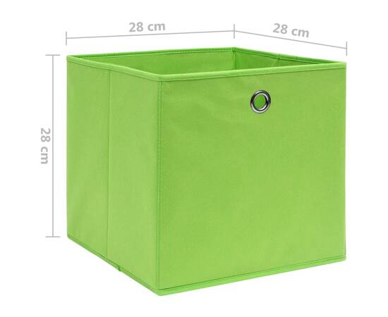 Cutii depozitare, 4 buc., verde, 28x28x28 cm, textil nețesut, 5 image