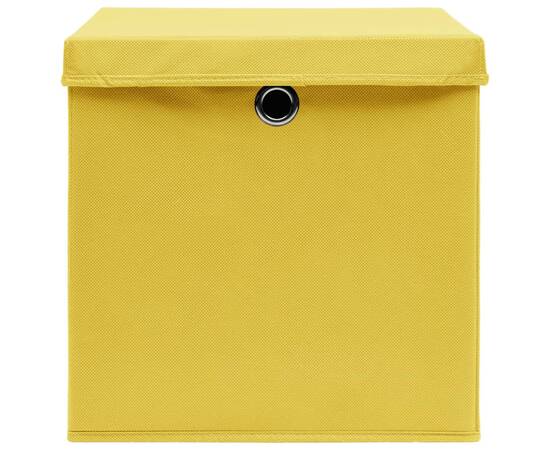 Cutii depozitare cu capac, 4 buc., galben, 28x28x28 cm, 4 image