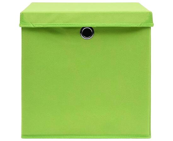 Cutii depozitare cu capac, 4 buc., verde, 28x28x28 cm, 4 image