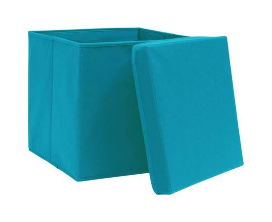 Cutii de depozitare cu capac, 10 buc., bleu, 28x28x28 cm, 3 image