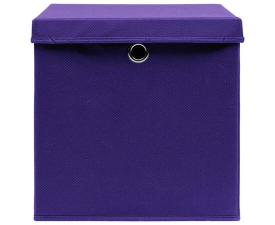 Cutii depozitare cu capace, 4 buc., violet, 28x28x28 cm, 3 image