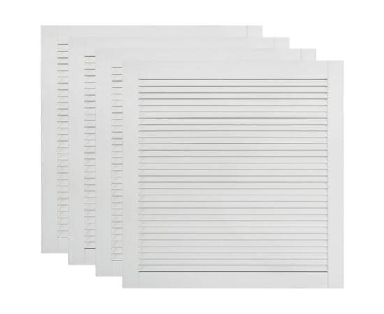Uși lamelare, 4 buc., alb, 61,5x59,4 cm, lemn masiv de pin, 2 image