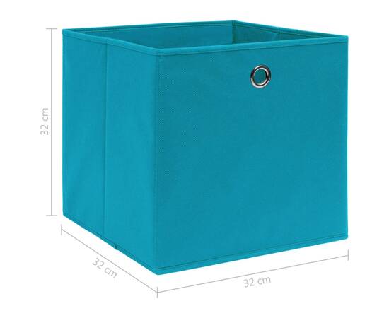 Cutii depozitare, 4 buc., bleu, 32x32x32 cm, textil, 5 image