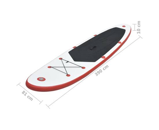 Set placă stand up paddle sup surf gonflabilă, roșu și alb, 8 image