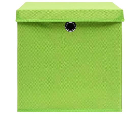Cutii de depozitare cu capac, 10 buc., verde, 28x28x28 cm, 4 image