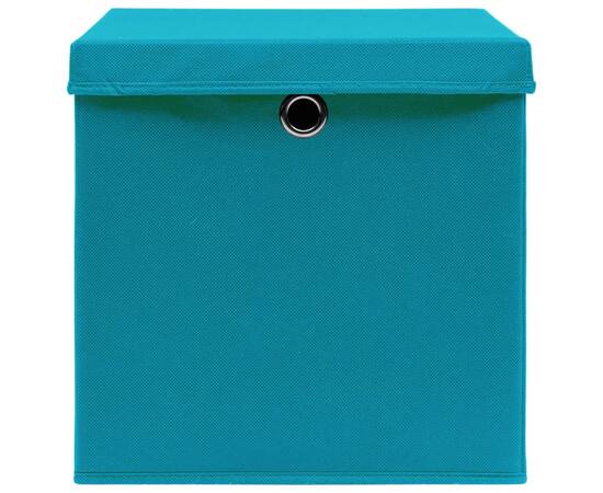Cutii depozitare cu capace, 4 buc., bleu, 32x32x32 cm, textil, 4 image