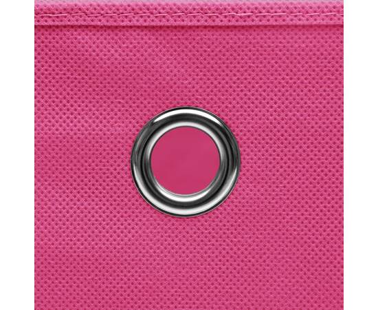 Cutii depozitare cu capace, 4 buc., roz, 32x32x32 cm, textil, 5 image