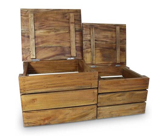 Set cutii de depozitare 2 bucăți, lemn masiv reciclat, 2 image