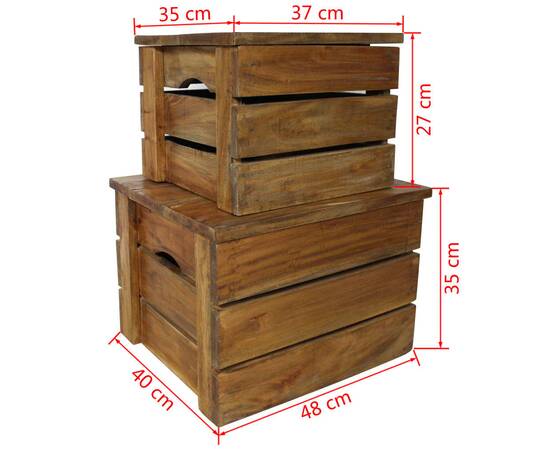 Set cutii de depozitare 2 bucăți, lemn masiv reciclat, 7 image
