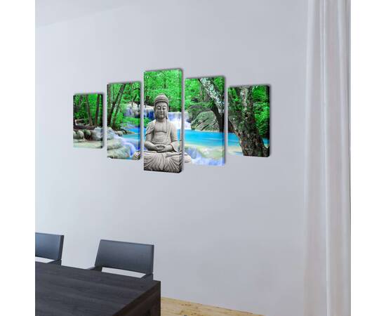 Set de tablouri, imprimeu buddha, 200 x 100 cm, 2 image
