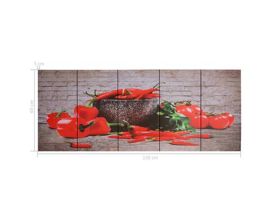 Set tablouri din pânză, imprimeu paprika, multicolor, 150x60 cm, 4 image