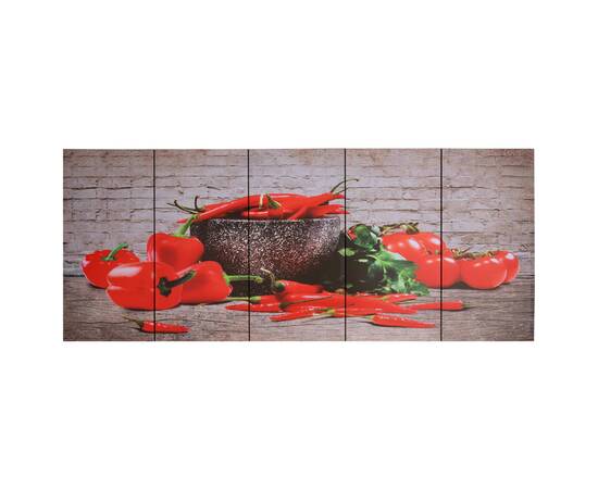 Set tablouri din pânză, imprimeu paprika, multicolor, 150x60 cm, 2 image