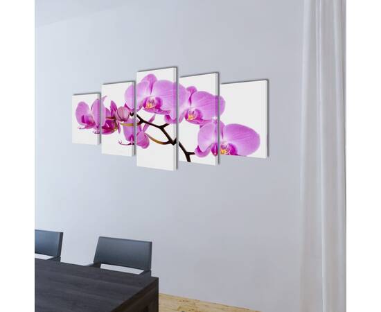 Set tablouri pânză, imprimeu orhidee, 200 x 100 cm, 2 image