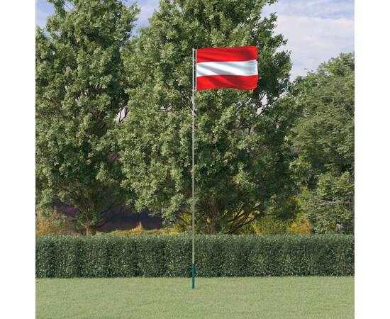 Steag austria și stâlp din aluminiu, 5,55 m