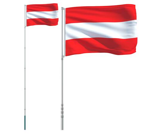 Steag austria și stâlp din aluminiu, 5,55 m, 2 image