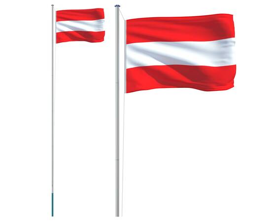 Steag austria și stâlp din aluminiu, 6,23 m, 2 image