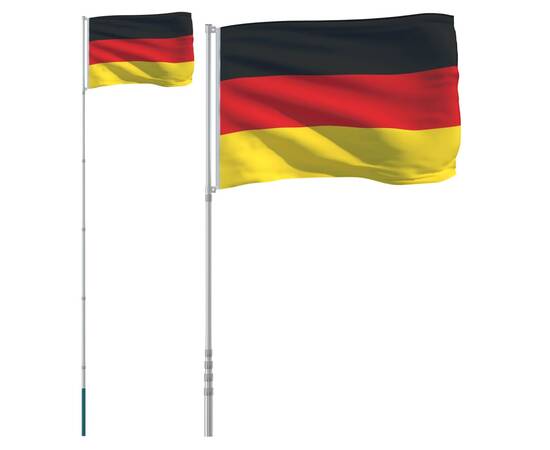 Steag germania și stâlp din aluminiu, 5,55 m, 2 image