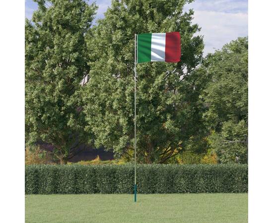 Steag italia și stâlp din aluminiu, 5,55 m