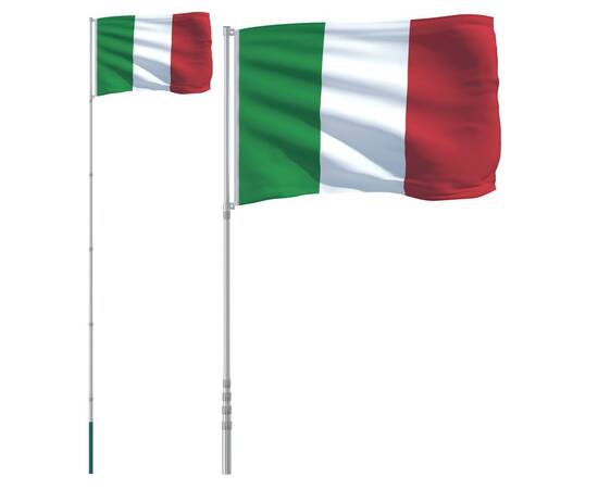 Steag italia și stâlp din aluminiu, 5,55 m, 2 image
