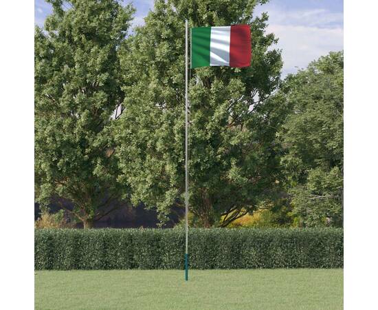 Steag italia și stâlp din aluminiu, 6,23 m