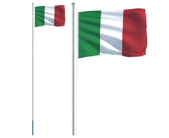 Steag italia și stâlp din aluminiu, 6,23 m, 2 image