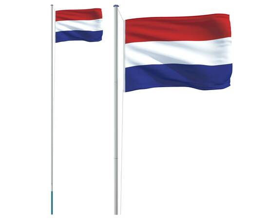 Steag olanda și stâlp din aluminiu, 6,23 m, 2 image
