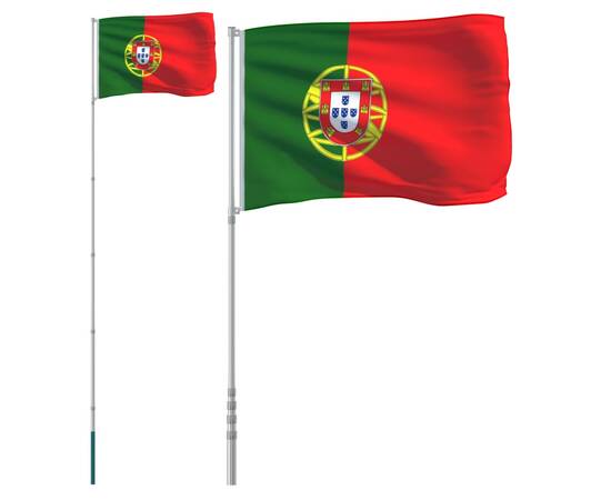 Steag portugalia și stâlp din aluminiu, 5,55 m, 2 image