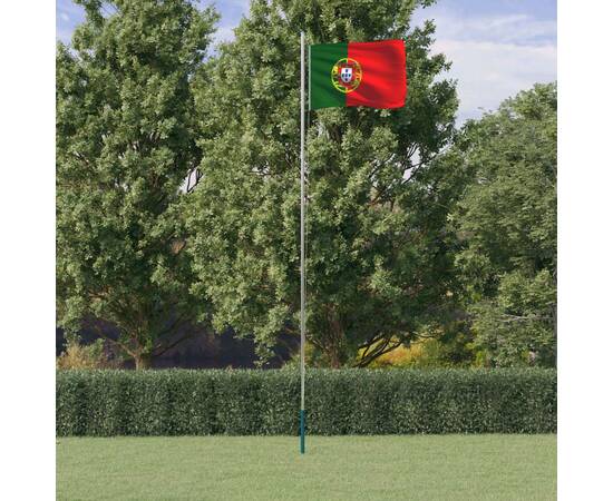 Steag portugalia și stâlp din aluminiu, 6,23 m