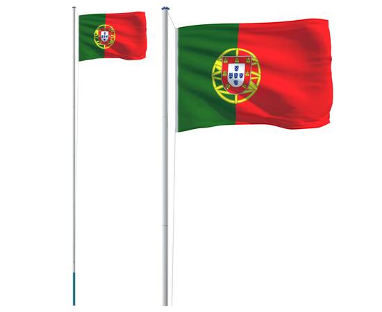 Steag portugalia și stâlp din aluminiu, 6,23 m, 2 image