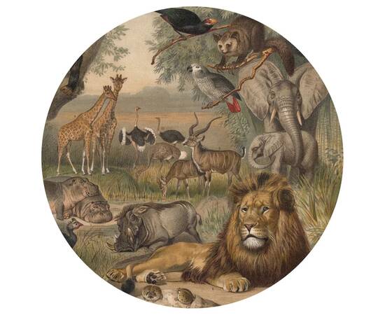 Wallart tapet în formă de cerc „animals of africa”, 190 cm, 2 image