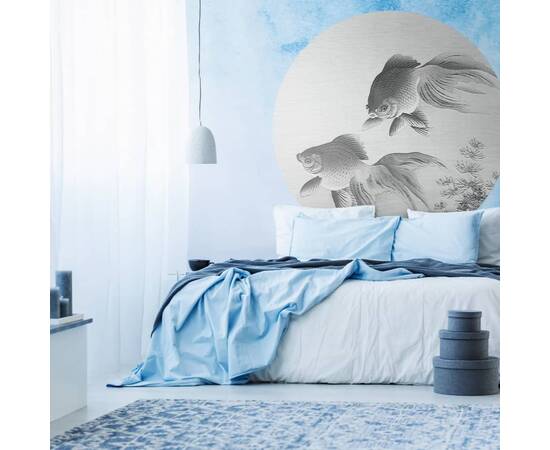 Wallart tapet în formă de cerc „two goldfish”, 190 cm, 4 image