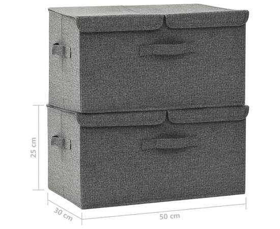 Cutii de depozitare 2 buc. antracit 50x30x25 cm material textil, 11 image