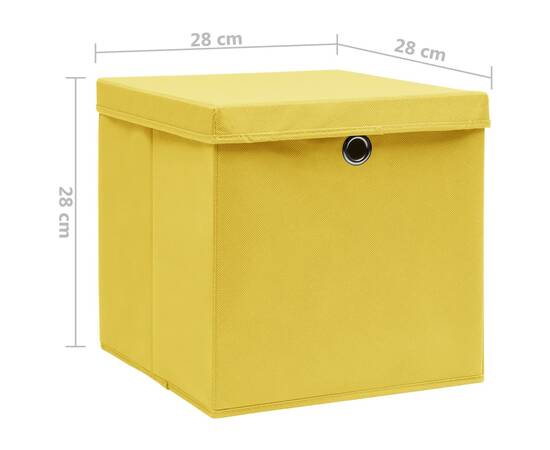 Cutii de depozitare cu capac, 10 buc., galben, 28x28x28 cm, 6 image
