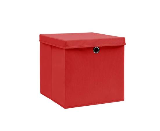 Cutii de depozitare cu capac, 10 buc., roșu, 28x28x28 cm, 2 image