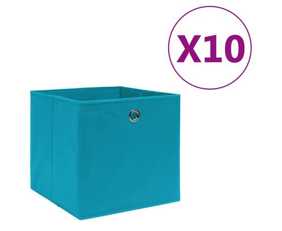 Cutii depozitare, 10 buc., bleu, 28x28x28 cm, material nețesut