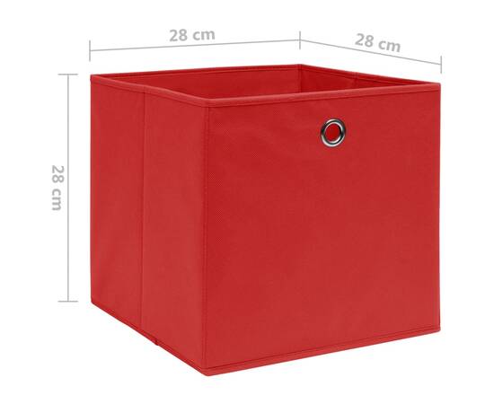 Cutii depozitare, 10 buc., roșu, 28x28x28 cm, material nețesut, 5 image