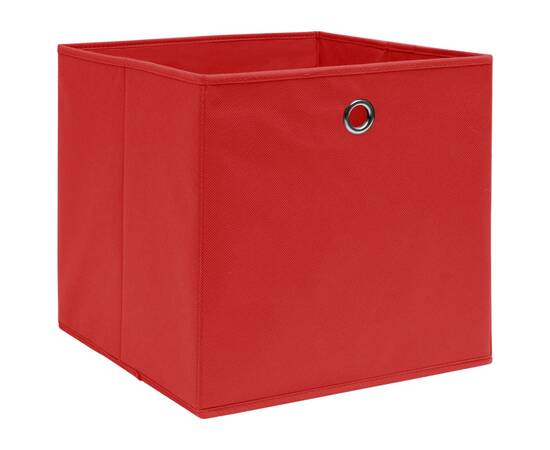 Cutii depozitare, 10 buc., roșu, 28x28x28 cm, material nețesut, 2 image