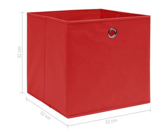 Cutii depozitare, 4 buc, textil, 32x32x32 cm, roșu, 5 image