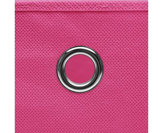 Cutii depozitare cu capace, 10 buc., roz, 32x32x32 cm, textil, 5 image