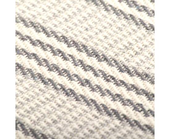 Pătură decorativă cu dungi, bumbac, 125 x 150 cm, gri și alb, 6 image