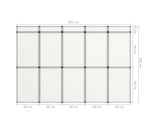 Perete de afișaj pliabil cu 15 panouri, alb, 302 x 200 cm, 6 image