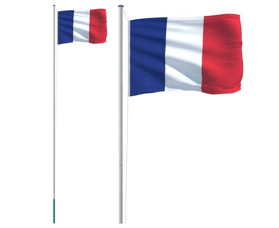 Steag franța și stâlp din aluminiu, 6,23 m, 2 image