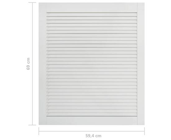 Ușă lamelară, alb, 69x59,4 cm, lemn masiv de pin, 6 image