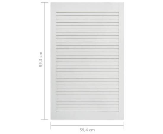 Uși lamelare, 2 buc., alb, 99,3x59,4 cm, lemn masiv de pin, 7 image