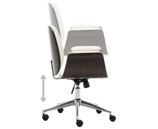 Scaun de birou, alb, lemn curbat și piele ecologică, 5 image