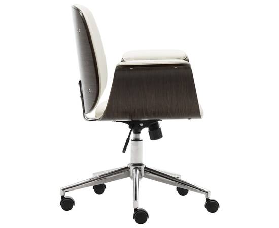 Scaun de birou, alb, lemn curbat și piele ecologică, 4 image