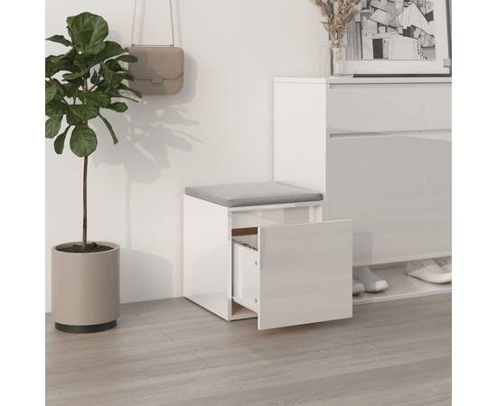 Cutie cu sertar, alb extralucios, 40,5x40x40 cm, lemn compozit, 3 image