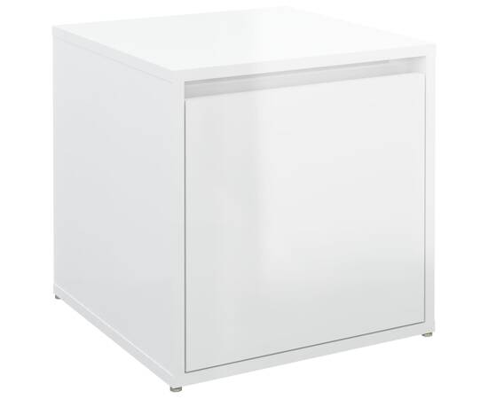 Cutie cu sertar, alb extralucios, 40,5x40x40 cm, lemn compozit, 2 image